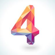 Number four in modern polygonal crystal style