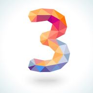 Number three in modern polygonal crystal style