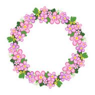 Frame of flowers arranged in a circle