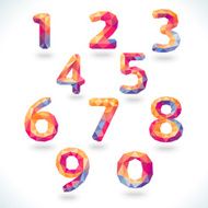 Numbers set in modern polygonal crystal style illustrati