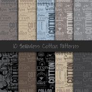 Set of Seamless patterns with cotton flower and fonts