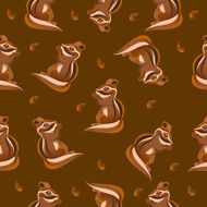 Seamless autumn walnut squirrel illustration background pattern N2