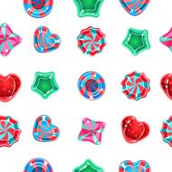 Seamless background with colorful candies on a white