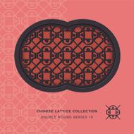 Chinese window tracery double round frame 18 cross