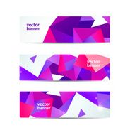 vector set of crystal modern faceted geometric colorful banners