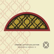 Chinese window tracery semicircle frame 15 diamond round