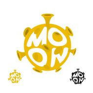 Moon logo Emblem with yellow planet Vector illustration