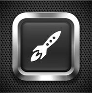 Rocket on Black Square Button