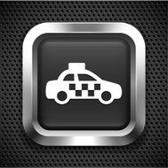 Taxi Cab on Black Square Button