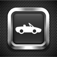 Convertible Car on Black Square Button