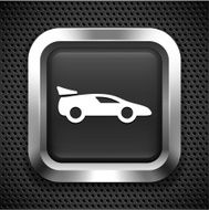 Luxury Sports Car on Black Square Button
