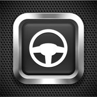 Car Steering Wheel on Black Square Button