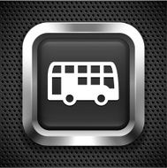 Double Decker Bus on Black Square Button