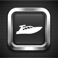 Motor Speed Boat on Black Square Button