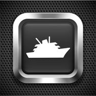 Luxury yacht on Black Square Button