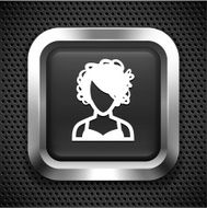Young Woman with Curly Hair on Black Square