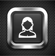 Young Woman with Short Hair on Black Square