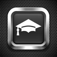 Graduation Cap on Black Square Button N2
