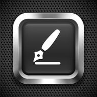 Calligraphy Pen on Black Square Button
