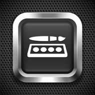 Paint and Brush on Black Square Button