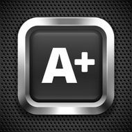 Grade A on Black Square Button N2