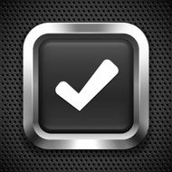 Check Sign on Black Square Button