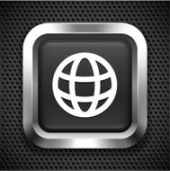 Globe on Black Square Button