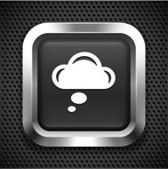 Thought Cloud on Black Square Button