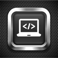Laptop with Online Communication on Black Square Button