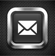 Envelope on Black Square Button