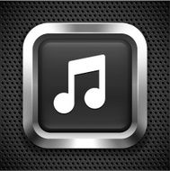 Music Note on Black Square Button