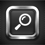 Magnifying Glass on Black Square Button