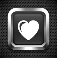 Heart on Black Square Button