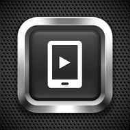 Smartphone Tablet on Black Square Button