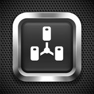 Computer Server on Black Square Button