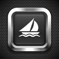 Yacht on Black Square Button