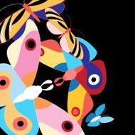 background multicolored butterflies N3