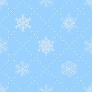Seamless pattern of snowflakes white on light blue N3
