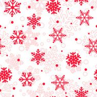 Seamless pattern of snowflakes red on white