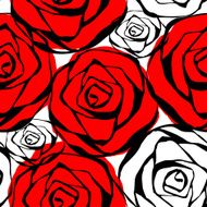 Seamless pattern with roses contours