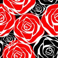 Seamless pattern with roses contours N2