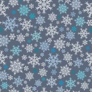 Seamless pattern of snowflakes white and blue on gray N2