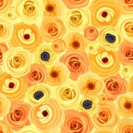Seamless background with orange and yellow flowers Vector illustration