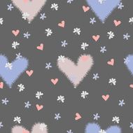 seamless pattern with hearts flowers clover leaf