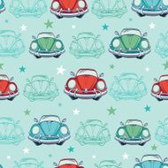 Vector Colorful Vintage Cars Seamless Pattern Funny Headlights Auto Repair