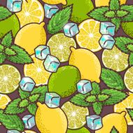 Seamless lime lemon and peppermint