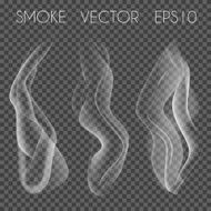 Vector set of transparent realistic white grey smoke