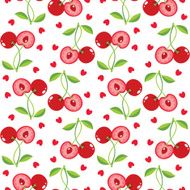 Cherries and hearts seamless pattern