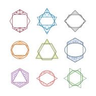 Set of colored geometric trendy icons logos minimalist style