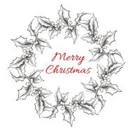Vintage engraving Christmas wreath illustration Hand drawn